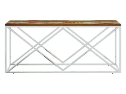 Mesa de centro acero inoxidable y madera maciza reciclada