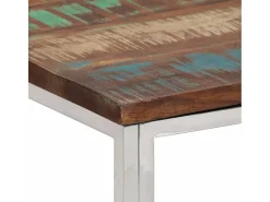 Mesa de centro acero inoxidable y madera reciclada plateado