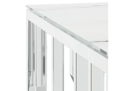 Mesa de centro acero inoxidable y vidrio plateado 80x80x40 cm