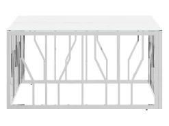 Mesa de centro acero inoxidable y vidrio plateado 80x80x40 cm