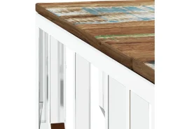Mesa de centro acero inoxidable y madera reciclada plateada