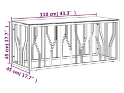 Mesa de centro acero inoxidable y vidrio 110x45x45 cm