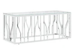 Mesa de centro acero inoxidable y vidrio 110x45x45 cm