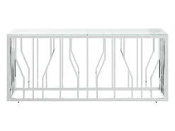 Mesa de centro acero inoxidable y vidrio 110x45x45 cm