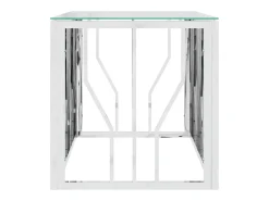 Mesa de centro acero inoxidable y vidrio 110x45x45 cm