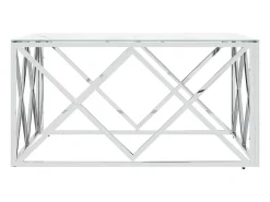 Mesa de centro acero inoxidable y vidrio plateado 80x80x40 cm
