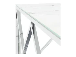 Mesa de centro acero inoxidable y vidrio plateado 80x80x40 cm