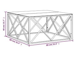 Mesa de centro acero inoxidable y vidrio 80x80x40 cm