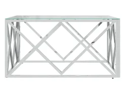 Mesa de centro acero inoxidable y vidrio 80x80x40 cm