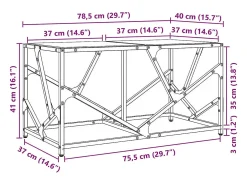 Mesa de centro acero superficie de vidrio negra 78,5x40x41cm