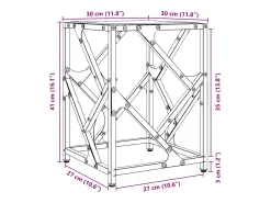 Mesa de centro acero superficie vidrio transparente 30x30x41 cm