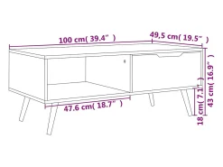 Mesa de centro aglomerado color roble Sonoma 100x49,5x43 cm