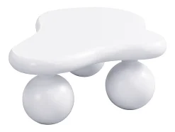 Mesa de centro blanca - Mesa de centro con luces LED y patas redondas blancas - diseño en forma de nube - para sala de estar y habitación infantil