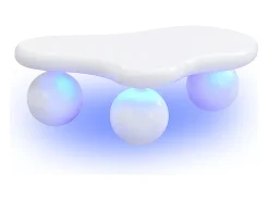 Mesa de centro blanca - Mesa de centro con luces LED y patas redondas blancas - diseño en forma de nube - para sala de estar y habitación infantil