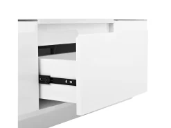 Mesa de centro blanca - Mesa de centro con iluminación LED y 2 cajones - tapa de cristal