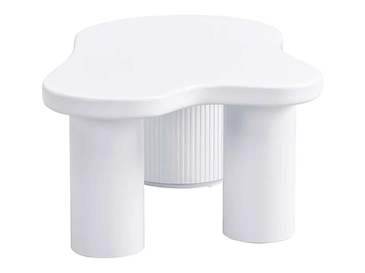 Mesa de centro blanca con puerta, diseño asimétrico, MDF