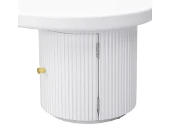 Mesa de centro blanca con puerta, diseño asimétrico, MDF
