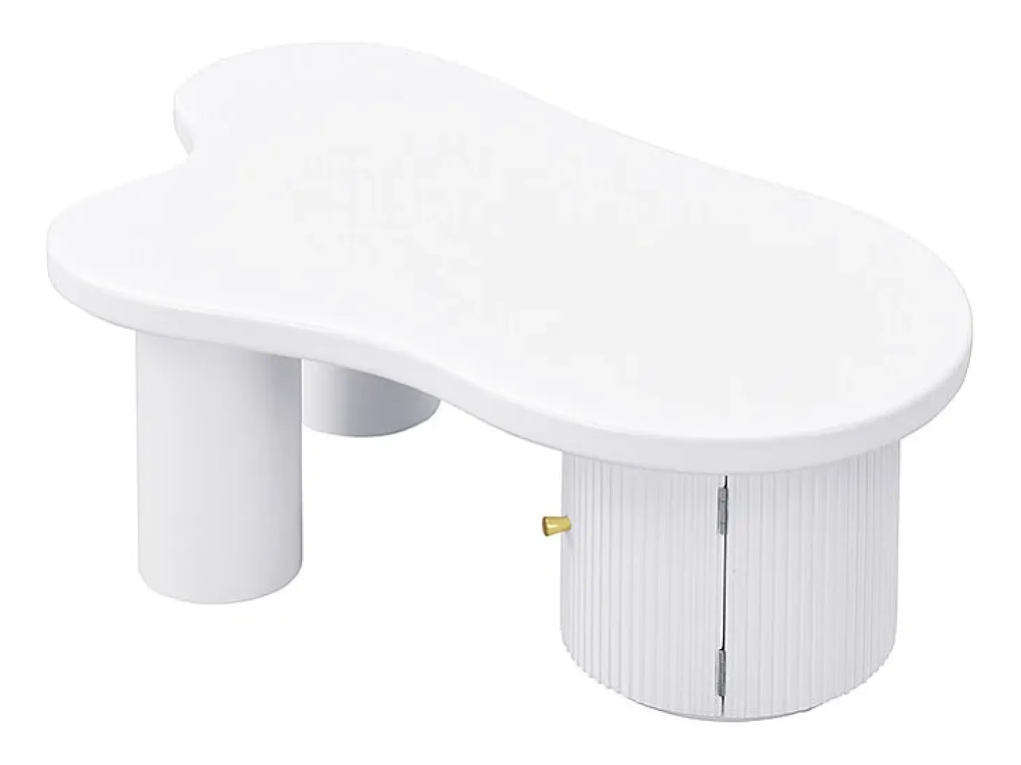 Mesa de centro blanca con puerta, diseño asimétrico, MDF