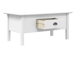 Mesa de centro BODO madera maciza de pino blanco 100x55x45 cm