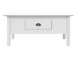Mesa de centro BODO madera maciza de pino blanco 100x55x45 cm