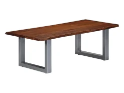 Mesa de centro borde natural madera maciza acacia 115x60x40 cm