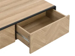 Mesa de centro con 2 cajones de MDF y acero - Natural claro y Negro - TUMACO