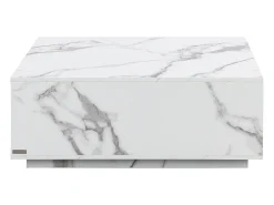 Mesa de centro con 2 cajones en MDF - Efecto mármol blanco - ANTRIM by Pascal Morabito