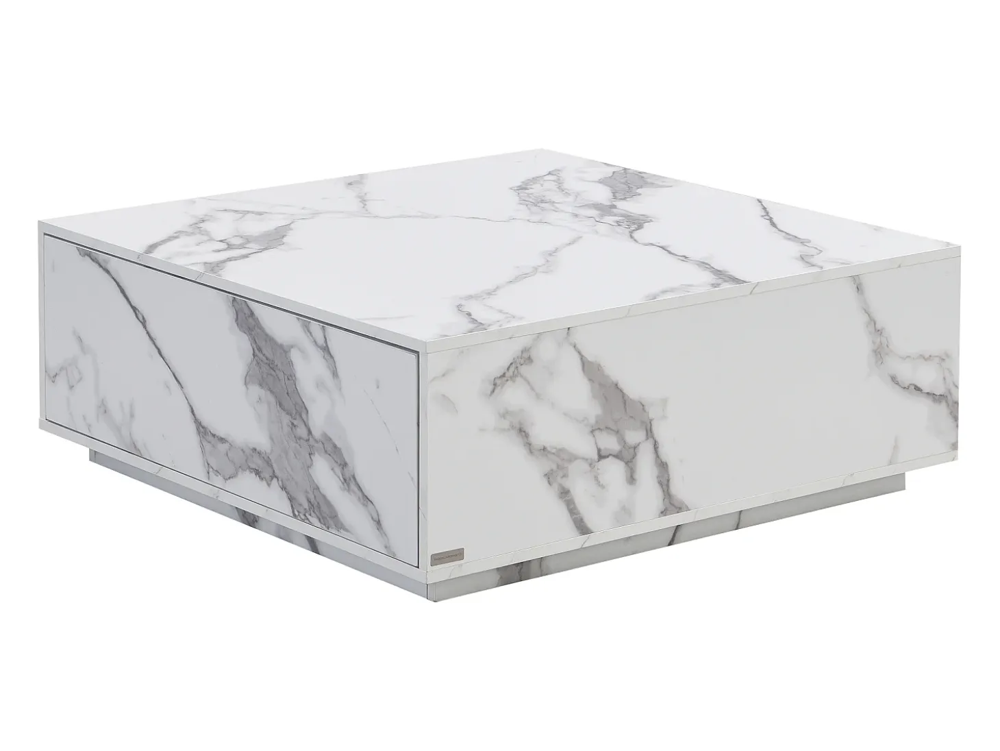 Mesa de centro con 2 cajones en MDF - Efecto mármol blanco - ANTRIM by Pascal Morabito