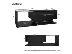 Mesa de centro con cajón grande - 100x50x32 cm - LED - tapa de cristal - Tablero de partículas - Negro brillante