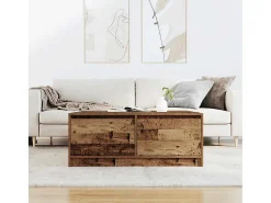 Mesa de centro con cajones madera vieja 100x100x40 cm