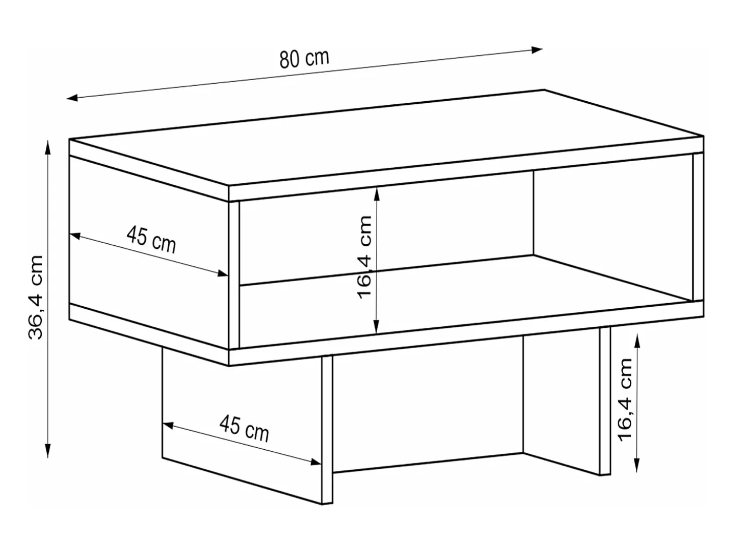 Mesa de centro con espacio de almacenamiento 37 x 80 x 45 cm mármol blanco/negro 03_0008471