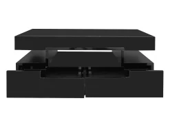Mesa de centro con iluminación LED y 4 cajones - Acabado brillo - Madera PB negra