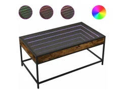 Mesa de centro con Infinity LED roble ahumado 90x50x41 cm