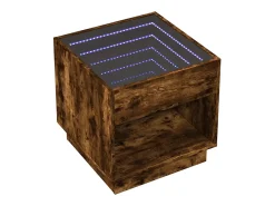 Mesa de centro con Infinity LED roble ahumado 50x50x50 cm