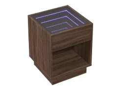 Mesa de centro con Infinity LED marrón roble 40x40x50 cm