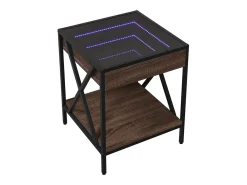 Mesa de centro con Infinity LED marrón roble 40x40x49 cm