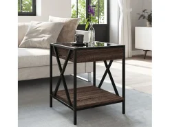 Mesa de centro con Infinity LED marrón roble 40x40x49 cm