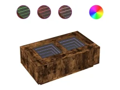 Mesa de centro con Infinity LED roble ahumado 116x69x40 cm