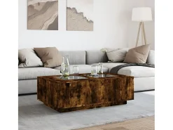 Mesa de centro con Infinity LED roble ahumado 116x69x40 cm