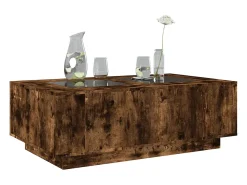 Mesa de centro con Infinity LED roble ahumado 116x69x40 cm