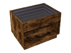 Mesa de centro con Infinity LED roble ahumado 70x50x50 cm