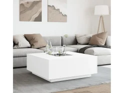 Mesa de centro con LED Infinity blanca 100x100x40 cm