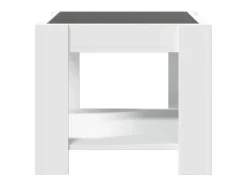 Mesa de centro con LED madera de ingeniería blanca 53x53x45 cm