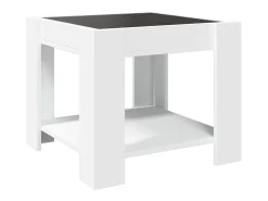Mesa de centro con LED madera de ingeniería blanca 53x53x45 cm