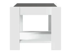 Mesa de centro con LED madera de ingeniería blanca 53x53x45 cm
