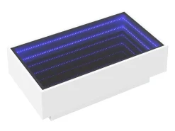 Mesa de centro con LED madera de ingeniería blanca 90x50x30 cm