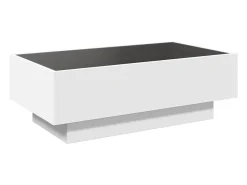 Mesa de centro con LED madera de ingeniería blanca 90x50x30 cm
