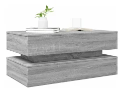 Mesa de centro con luces LED gris Sonoma 90x50x40 cm