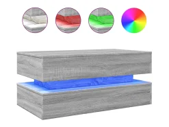 Mesa de centro con luces LED gris Sonoma 90x50x40 cm