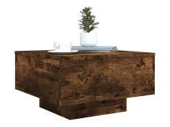 Mesa de centro con luces LED roble ahumado 55x55x31 cm